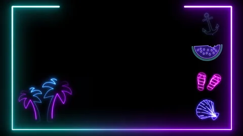 Neon Summer Elements Card Stock Footage 262327733