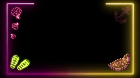 NEON SUMMER FRAME TEMPLATE Stock Footage 262426196