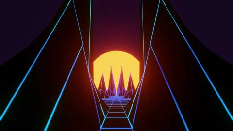 Neon Sun And Mountains Loop Stock Footage 189411205