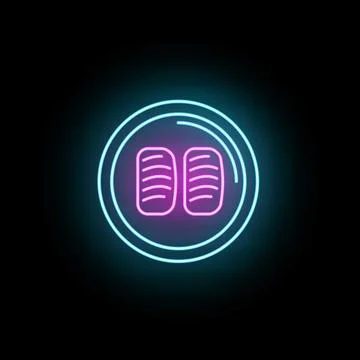 Neon sushi rolls glowing menu icon for restaurant Illustrazione stock
