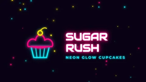 Neon sweet candy word design on black background Stock Footage 337577609
