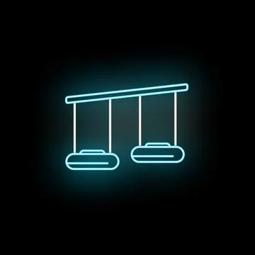 Neon swing set icon glowing on black Stock Illustration