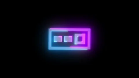Neon switch apps icon cyan purple color glowing animation black background Stock Footage 267967468