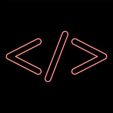 Neon symbol code icon black color in circle outline vector illustration red c Stock-Illustration