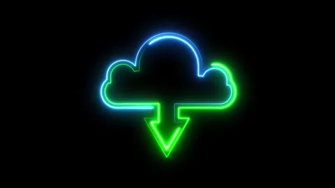 Neon symbol icloud, loading process. abstract business technology web techn.. Stock Footage 291946204