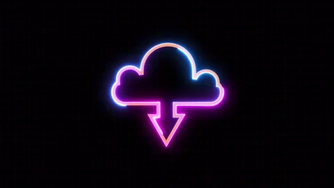 Neon symbol icloud, loading process. abstract business technology web techn.. Stock Footage 291946210
