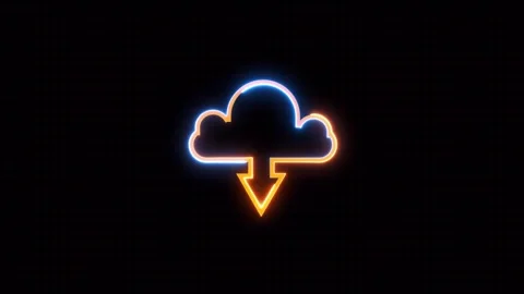 Neon symbol icloud, loading process. abstract business technology web techn.. Stock Footage 291946212