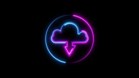 Neon symbol icloud, loading process. abstract business technology web techn.. Stock Footage 291946215