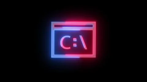 Neon symbol icon, Neon command prompt icon blue red color glowing black bac.. イラスト素材