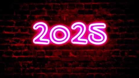 A neon symbolizes the beginning of New Year 2025 Vídeo Stock 292057098