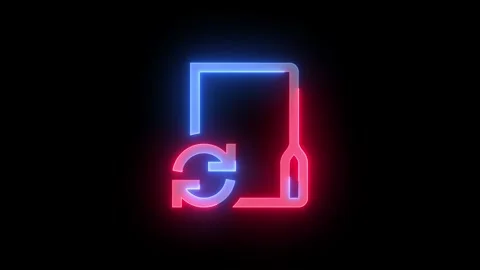 Neon sync folder icon blue red color glowing animation black background Stock Footage 267967472