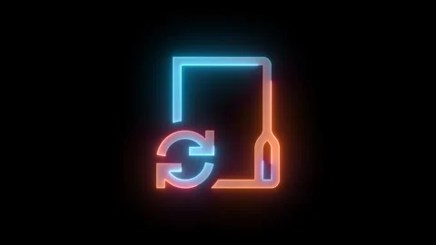 Neon sync folder icon brown cyan color glowing animation black background Stock Footage 267967471