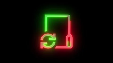 Neon sync folder icon green red color glowing animation black background Stock Footage 267967489