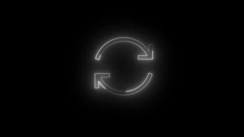 Neon sync icon white glowing black background animation Stock Footage 279005466