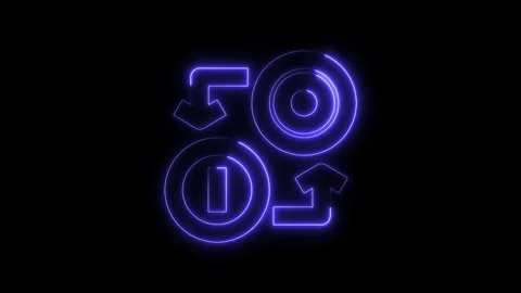 Neon synchronization animation with circles and arrows symbolizing data flo.. Video stock 312447269