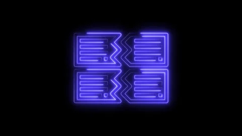 Neon synchronization futuristic data storage and memory technology with glowing Video stock 322974193
