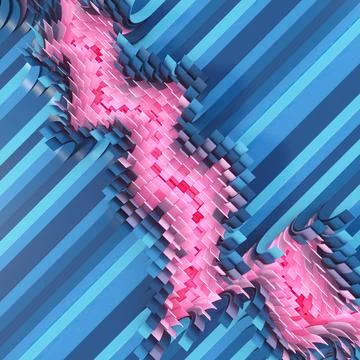 Neon Synthwave 3D Background Blue Stripes and Pink Core Stock Illustration