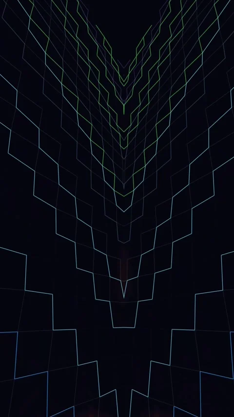 Neon Synthwave Grid Animation with Glowing Lights Video stock 337094521