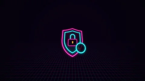 Neon synthwave shield Stock Footage 346734119