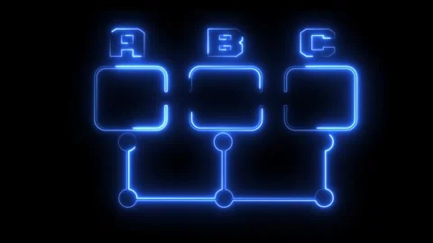 Neon System Schematic with Programmable Logic Layout &amp; Colored Nodes Stock Footage 310281744