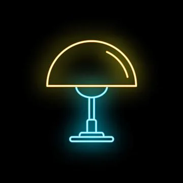 Neon table lamp illuminating retro minimal glow icon Stock Illustration