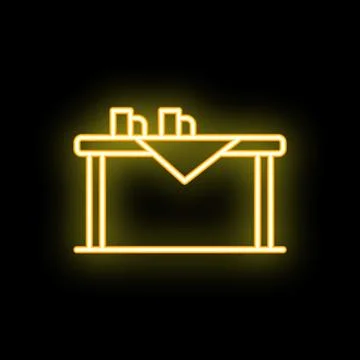 Neon table setting with tablecloth and glasses on black background Stock Illustration