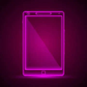 Neon tablet emblem Stock Illustration