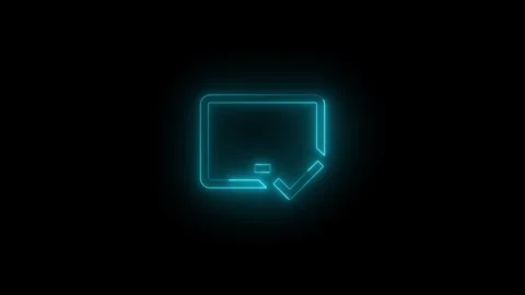 Neon tablet selected icon glowing black background animation Stock Footage 289639395