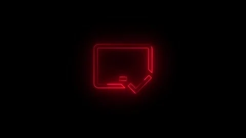 Neon tablet selected icon glowing black background animation Stock Footage 289639460