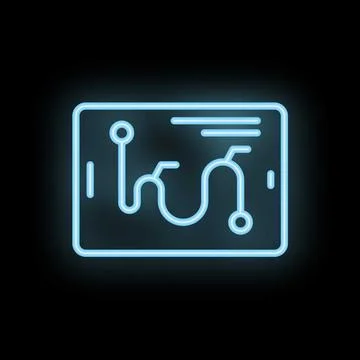 Neon tablet showing a graph with data analysis Stock Illustration