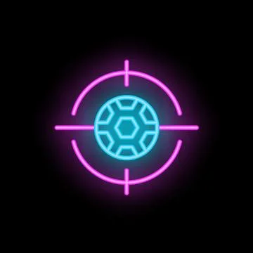 Neon target aiming at abstract soccer ball on a black background Stock Illustration