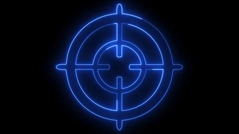 Neon Target Animation Seamless Loop Blue Target Glowing on Black Background.. Vidéo 330849428