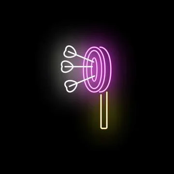 Neon target with darts achieving business goal Stock Illustration