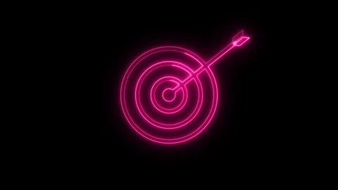 Neon Target icon, Animated target icon representing goals, precision video Stock Footage 312459161