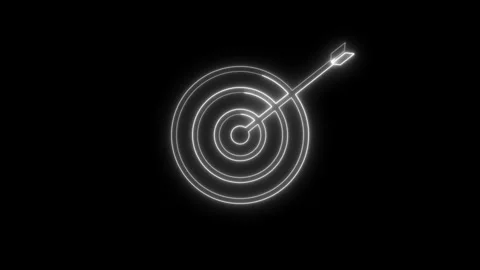 Neon Target icon, Animated target icon representing goals, precision video Stock Footage 312459164