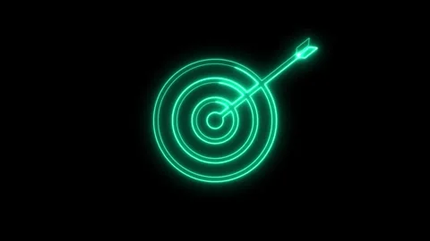 Neon Target icon, Animated target icon representing goals, precision video Stock Footage 312459177