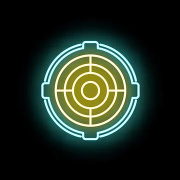 Neon target icon representing aiming and goal setting 스톡 일러스트