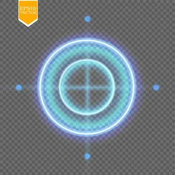 Neon Target isolated. Game Interface Element. Vector illustration Stock Illustration