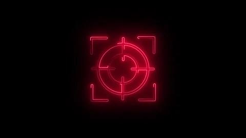 Neon target lock icon animation. Neon blue futuristic technology aiming sym.. Stock Footage 331982230