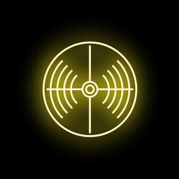 Neon targeting system emitting radar sound waves Stock Illustration