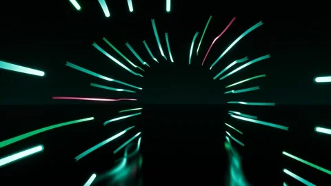 Neon teal and pink lines on black background. 3d rendering Stock Footage 339933601