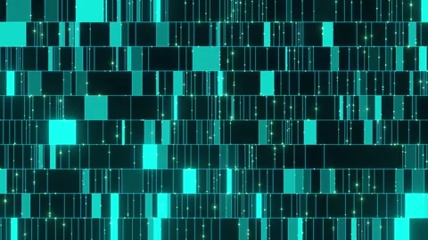 Neon Teal Cyan Digital Grid Panel Technology Abstract Background Glowing Circuit Stock Footage 335835937
