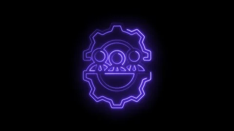 Neon team collaboration gear icon glowing purple on black background abstra.. Stock Footage 346112730