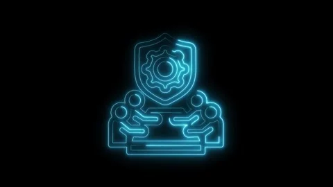 Neon team collaboration security shield gears icon concept for cybersecurit.. Stock Footage 312309852