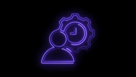 Neon team management efficiency concept animation on black background user time Stock Footage 330778206