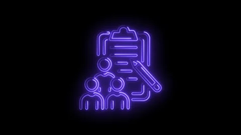 Neon team survey icon animation corporate planning and feedback form with gro Stock Footage 345983548