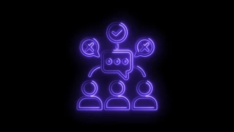 Neon teamwork decision making animation demonstrating approval and rejectio.. Stock Footage 345984805