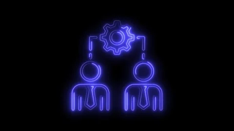 Neon teamwork illustration of problem solving strategy with connected team .. Stock Footage 309908529