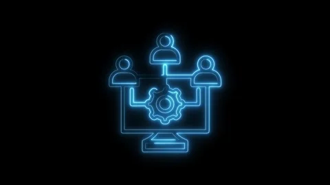 Neon teamwork management technology solution concept on computer screen dis.. Stock Footage 312316189