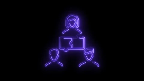 Neon teamwork solution leadership concept represented by team with puzzle piece Stock Footage 330773631
